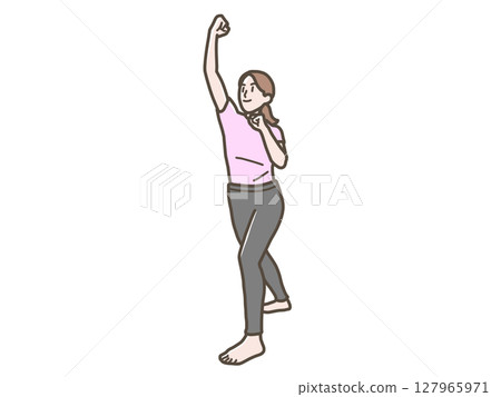 一名女子做上勾拳的插圖 127965971
