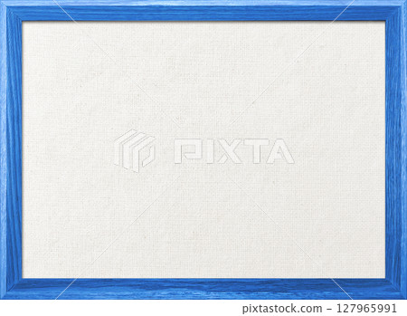 白色棉麻帆佈板背景圖像，搭配淺藍色木框 127965991
