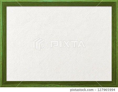 Background image of white cotton linen canvas board with a wooden frame of matcha green wood Background image of white cotton linen canvas board with a wooden frame of matcha green wood 127965994