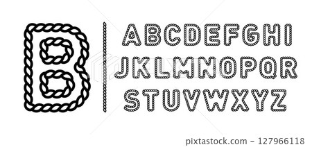 A bag with a stylish design of 26 English letters, a thin binding with an enhanced texture and a handicraft flavor. Application: mark design, maritime report or creativity 127966118