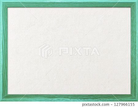白色棉麻帆佈板的背景影像,配有淡綠色木框 白色棉麻帆佈板的背景影像,配有淡綠色木框 127966155