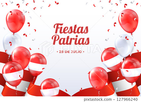 Peruvian Fiestas Patrias Realistic Composition 127966240