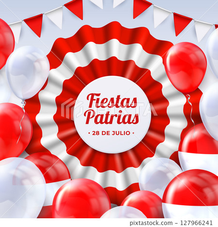 Peruvian Fiestas Patrias Realistic frame 127966241
