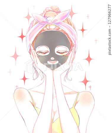 敷面膜的女人，黑色髮髻 127966277