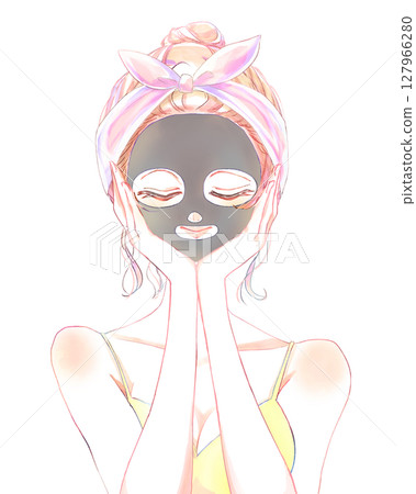 敷面膜的女人，黑色髮髻 127966280
