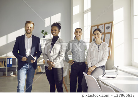 Business international team, mixed race office workers concept Business international team, mixed race office workers concept 127966632