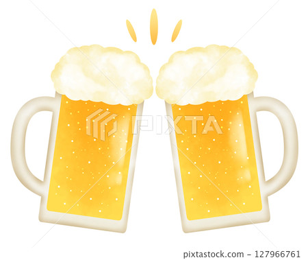用生啤酒舉杯敬酒的插圖 127966761
