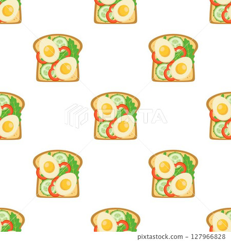 eggs and vegetables sandwich pattern 127966828