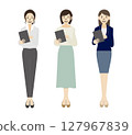 Business woman using a tablet: Full body: Flat design 127967839