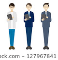Businessman using a tablet: Full body: Flat design 127967841