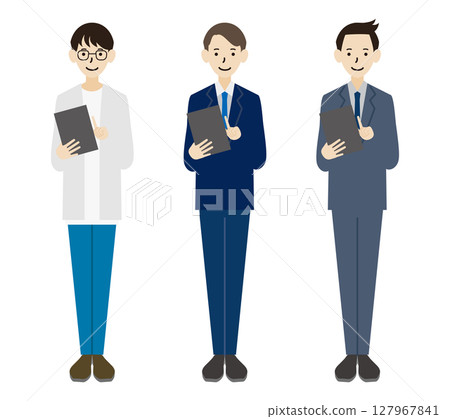 Businessman using a tablet: Full body: Flat design 127967841