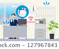 Successful businessman going paperless: Paperless: Flat design 127967843