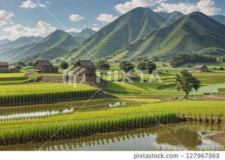 稻田裡的梯田 稻田裡的梯田 127967868
