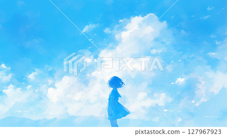 晴朗的藍天和女學生 晴朗的藍天和女學生 127967923
