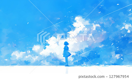 晴朗的藍天和女學生 晴朗的藍天和女學生 127967954