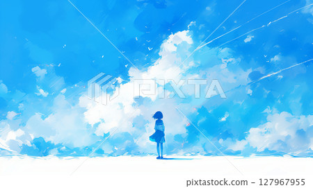 晴朗的藍天和女學生 晴朗的藍天和女學生 127967955