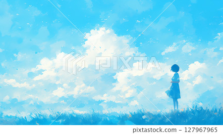 晴朗的藍天和女學生 晴朗的藍天和女學生 127967965