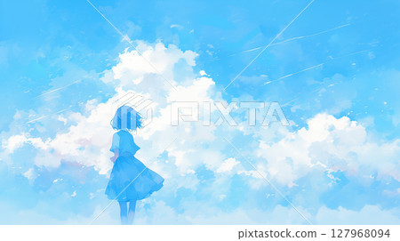 晴朗的藍天和女學生 晴朗的藍天和女學生 127968094