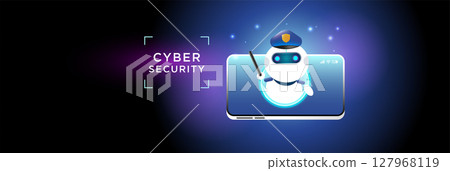 Cyber Security Robot Guarding Smartphone 127968119