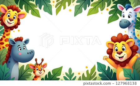 Animals standing in front of tall wooden signboard 127968138