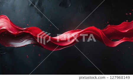 Minimalist abstract splash painting red white and black 127968149