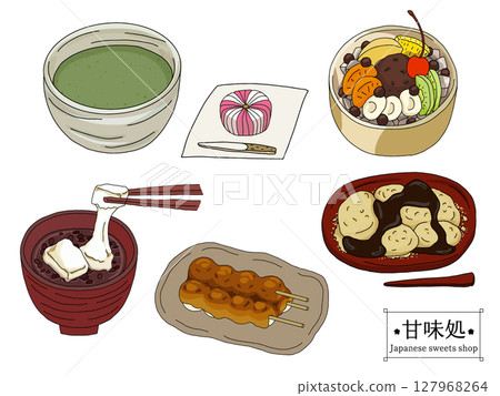 一組糖果店菜單的線條圖 一組糖果店菜單的線條圖 127968264