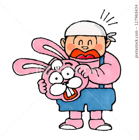 Mascot and man (smile) Mascot and man (smile) 127968434