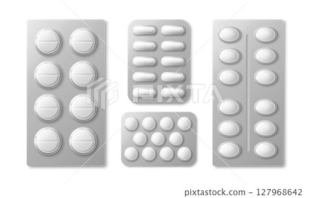White medicine blister packs 127968642