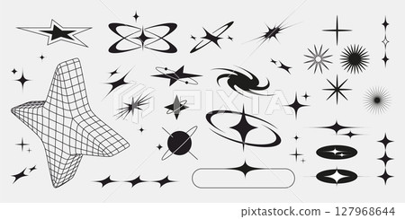 Retro bling shape set with sparkling stars 127968644