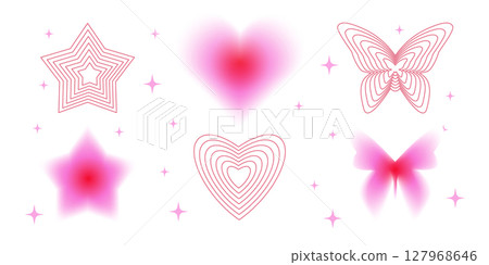 Y2k design elements - pink gradient shapes 127968646