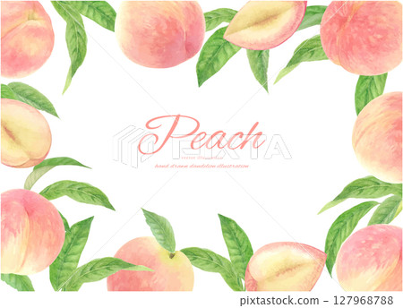 水彩手繪多汁桃子背景框 水彩手繪多汁桃子背景框 127968788