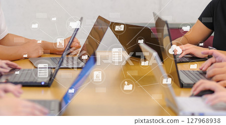 Business scene in the office, IT company, business scene, office work, digital, network image 127968938