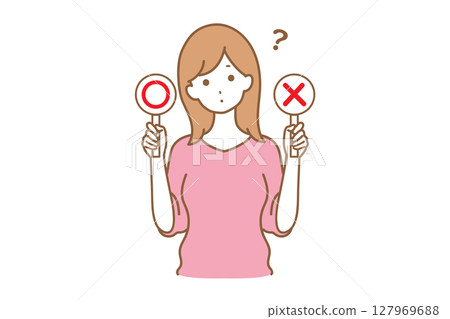 女人臉部表情正確不正確 女人臉部表情正確不正確 127969688