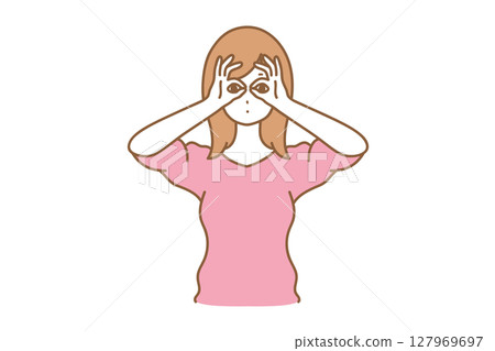 Woman facial expression peeking 127969697