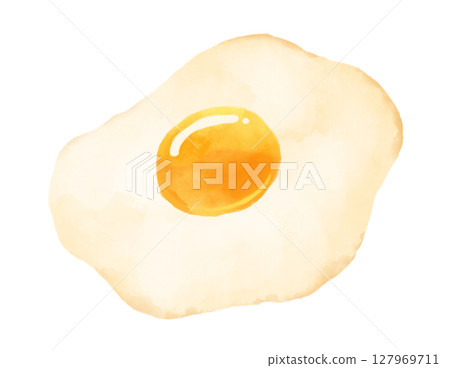 Fried egg watercolor 127969711