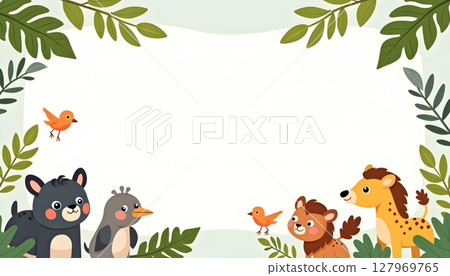 Animals standing in front of tall wooden signboard 127969765