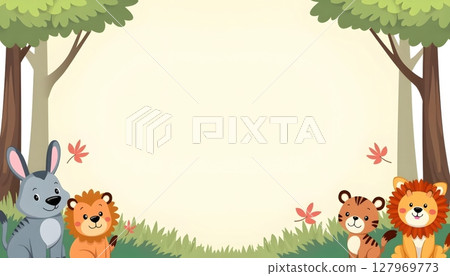 border template with cute animals 127969773