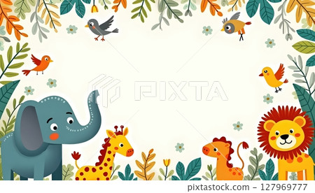 border template with cute animals 127969777