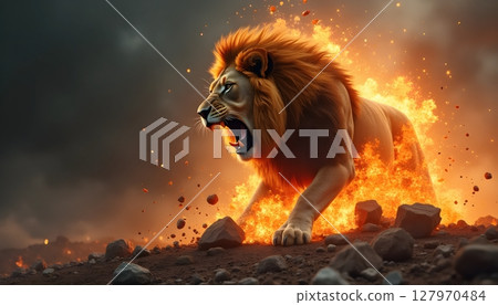 lion in the desert 127970484
