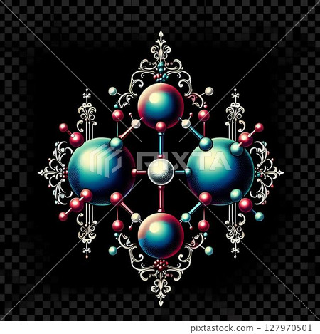 atoms coming together to form a molecule 127970501