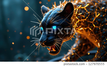 close up portrait of a black cat 127970555