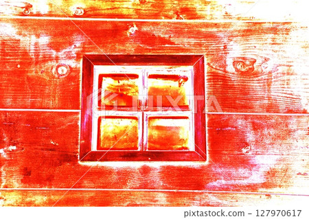 A small window in the wall of an old wooden house, changed colors. A small window in the wall of an old wooden house, changed colors. 127970617