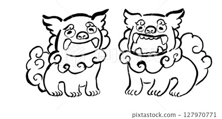 Hand-drawn illustration of Shisa Hand-drawn illustration of Shisa 127970771