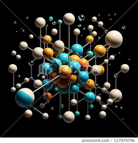 atoms coming together to form a molecule 127970796