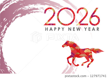 2026 New Year's card template with text space for the Year of the Horse 2026 New Year's card template with text space for the Year of the Horse 127971741