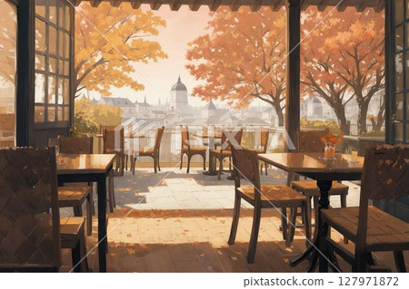 帶椅子和桌子的桌子 127971872