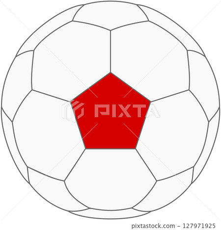 Soccer ball with Japanese flag - pentagon in the center Soccer ball with Japanese flag - pentagon in the center 127971925