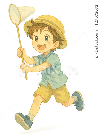 Summer boy catching insects Summer boy catching insects 127972072