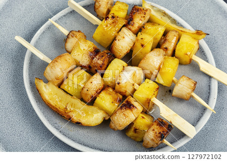 Seafood, fried sea scallops. 127972102