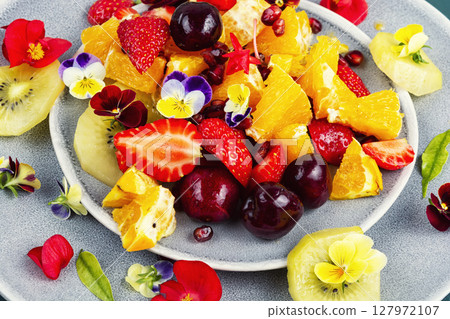 Healthy mixed fruit salad. 127972107
